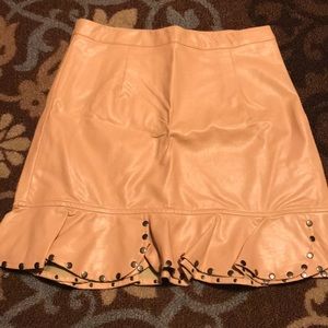 Pink faux leather skirt